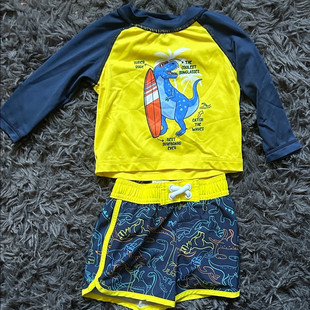Wonder Nation Rashguard Set - Yellow and Navy 3-6M